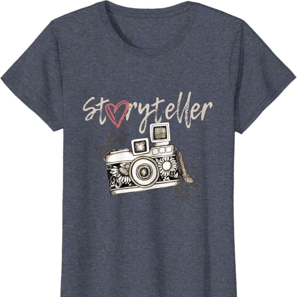 Port & Company | Heather Blue "Storyteller" Photographer Short-Sleeve Tee M